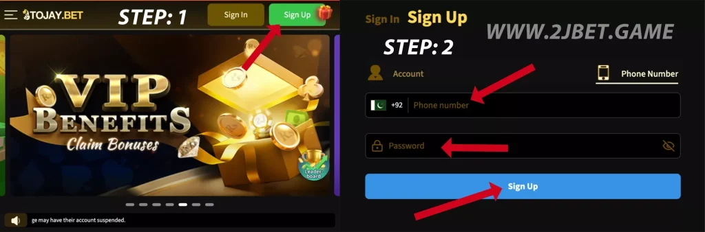 2JBet Sign Up